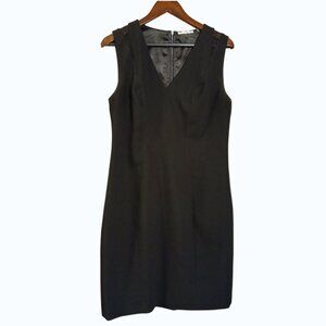 T. TAHARI Black Midi Dress with Sheer Shoulder Inserts EUC